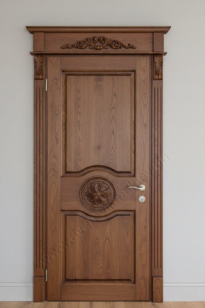 Двері дубові з різьбленням