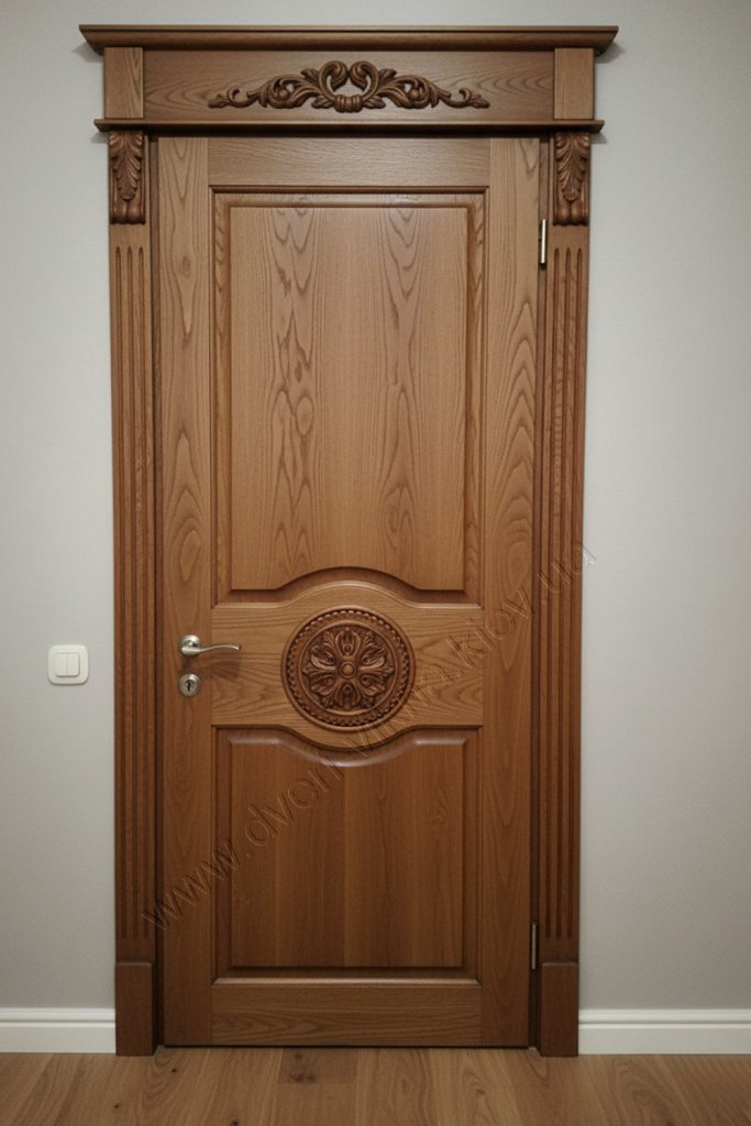 Двері дубові з різьбленням