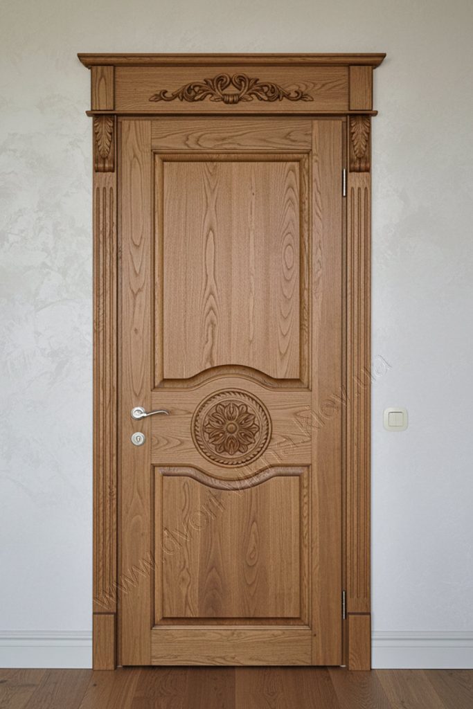 Двері дубові з різьбленням