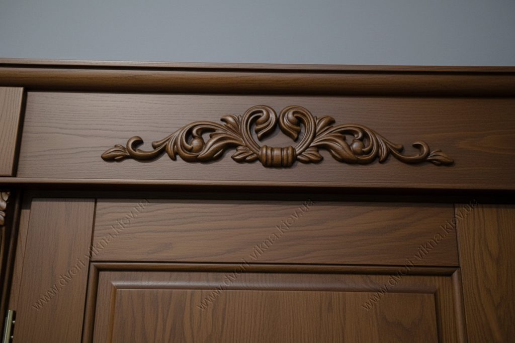 Двері дубові з різьбленням